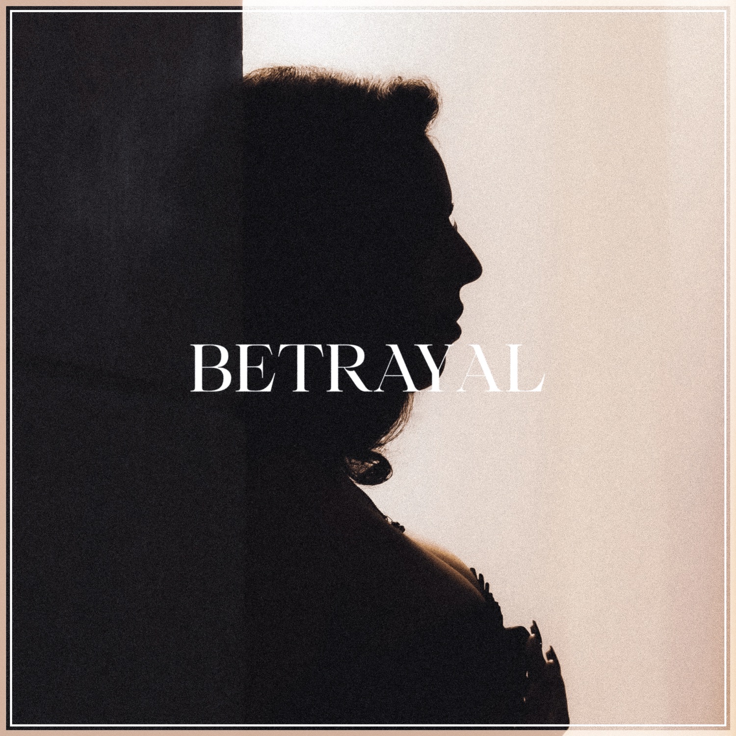 Betrayal — a profile in silhouette on sepia